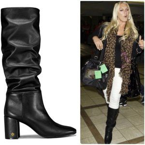 Tory Burch Brooke Slouchy Black leather Boots Sz 6.5